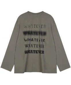 [MADMARS] SS 22 Back Lettering Long Sleeve T-shirt Khaki Grey