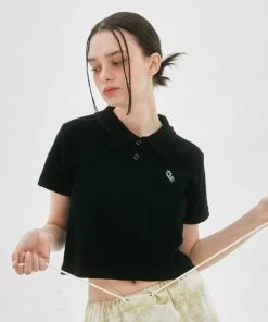[NASTY FANCY CLUB] SS 22 FANCILY TERRY COLLAR CROP TEE (BLACK)_F22QB432