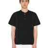 Best Sellers [LECYTO] Summer 22 HENLEY NECK MIX T-SHIRT_(BLACK)