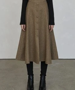 [JOORTI] SS 22 J893 Flare Button Skirt (brown) Best Sellers
