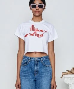 [MAKEATOAST] SS 22 CROP LOGO T-SHIRTS WHITE&RED