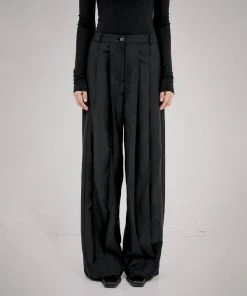 [FLARE] SS 22 3.Pin-tuck Wide Pants - Black (FL-221) Best Sellers