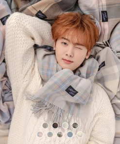 [ALMOSTBLUE] Seasonless BLUSH CHECK MUFFLER