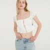 [ODD ONE OUT] Summer 22 Ribbon Off-shoulder Blouse_White
