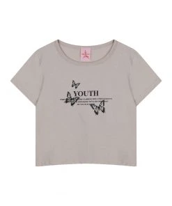 [HIGH SCHOOL DISCO] Summer 22 DISCO VINTAGE CROP TOP BEIGE Best Sellers