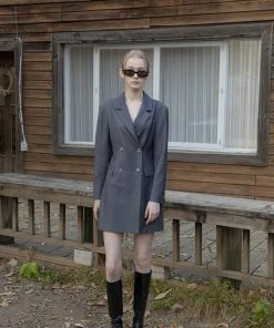 Best Sellers [MAUSOLEUM] SS 22 Jenn Suit Jacket Dress-Grey