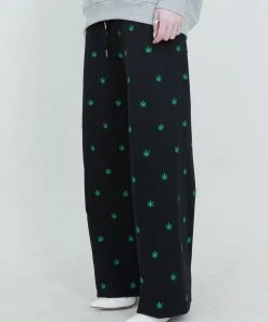[SSERPE] SS 22 Marijuana Embroidery Wide Pants