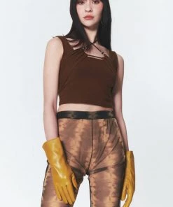 Best Sellers [INPREP] SS 22 Beaded Strap Halter Top Brown