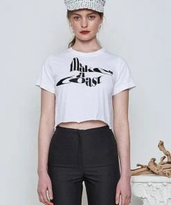 [MAKEATOAST] SS 22 CROP LOGO T-SHIRTS WHITE&BLACK