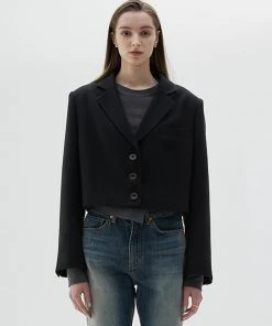 Best Sellers [LARTIGENT] SS 22 CROP JACKET(BLACK)