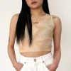 [ACHO] Summer 22 Tie-dye Unbal Crop Sleeveless_Orange Beige