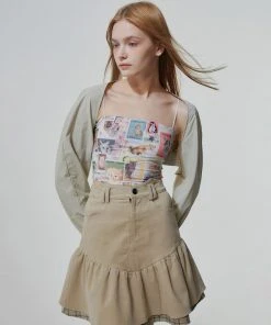 [LO AXUAL] SS 22 WORLDWIDE CAT POSTCARD TUBE TOP Best Sellers