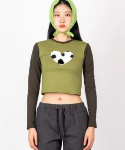[SPUNKY] FW 21 HEART FUR T-SHIRT (GREEN)