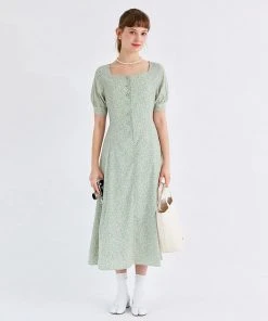 [ANEDIT] Summer 22 Button Square Neck Dress_GE