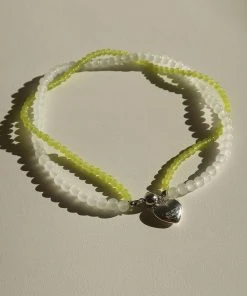 [MIDNIGHT MOMENT] Seasonless Twist Necklace - White And Green Best Sellers