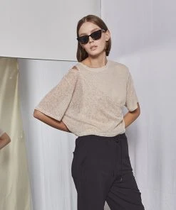 Best Sellers [FABERFINGER] Summer 22 Linen Two-piece Layered T-shirt (Beige)