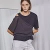 Best Sellers [FABERFINGER] Summer 22 Linen Two-piece Layered T-shirt (Charcoal)