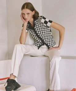 Best Sellers [FABERFINGER] Summer 22 Checkerboard Collar T-shirt