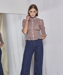 [FABERFINGER] Summer 22 Smoke Banding Blouse (Brown)