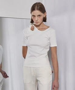 [FABERFINGER] Summer 22 Shoulder Ribbon T-shirt (White) Best Sellers