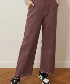 Best Sellers [DEARSTALKER] SS 22 DUNE STITCH WIDE PANTS - WINE
