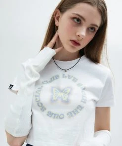 Best Sellers [LUV IS TRUE] SS 22 BUTTERFLY TEE(WHITE)