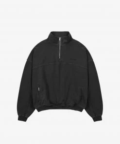 Best Sellers [DPRIQUE] Summer 22 Quarter Zip Sweatshirt - Washed Black
