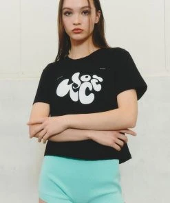 [ROCCI ROCCI] Summer 22 Fluffy Lump Crop T-shirt (BLACK)