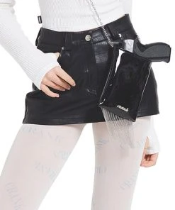 Best Sellers [CRANK] SS 22 ECO LEATHER MICRO MINI SKIRT_BK