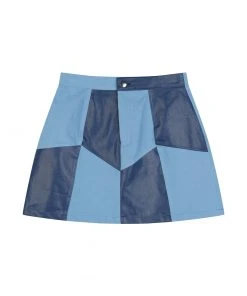 [HIGH SCHOOL DISCO] SS 22 Coated Color Block Skirt_Blue