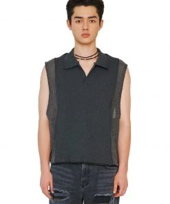 [LECYTO] Summer 22 SMOCK PK KNIT VEST_(CHARCOAL)