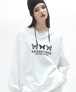 Best Sellers [LUV IS TRUE] Summer 22 GLITTER LONG SLEEVE(WHITE)