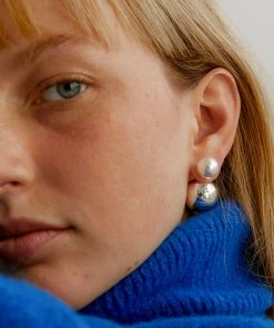 Best Sellers [MIDNIGHT MOMENT] Seasonless Tooball Pearl Earring - Silver