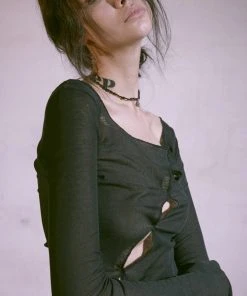 [PAIN OR PLEASURE] FW 21 EFFY TOP_CHARCOAL