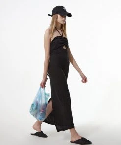 Best Sellers [LO AXUAL] Summer 22 HALTER NECK SHIRRING DRESS_BLACK