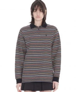 [13MONTH] SS 22 STRIPE COLLARED T-SHIRT (BLACK)
