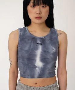 Best Sellers [ACHO] Summer 22 Tie-dye Unbal Crop Sleeveless_Deep Blue