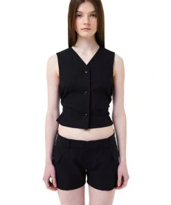 Best Sellers [LO AXUAL] Summer 22 SIDE SHIRRING VEST_BLACK