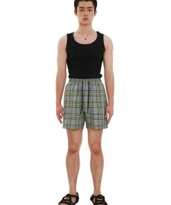 [LECYTO] Summer 22 MULTI CHECK SHORTS PANTS_(GN/BK)