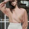 [JOORTI] SS 22 J910 See-through Round Blouse (pink)