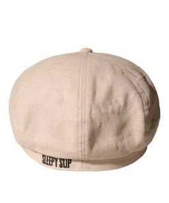 [SLEEPY SLIP] Seasonless LINEN SIGNATURE BEIGE NEWSBOY CAP