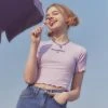 [MOONFAIRY] SS 22 TINKY FRILL CROP TEE-LAVENDER