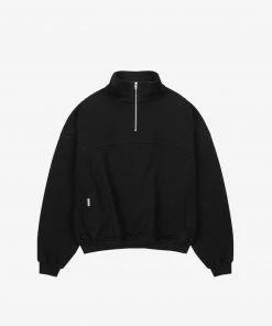 [DPRIQUE] Summer 22 Quarter Zip Sweatshirt - Black Best Sellers