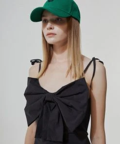 [LO AXUAL] Summer 22 NYLON RIBBON LONG DRESS_BLACK Best Sellers