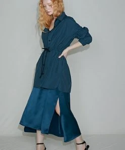 [SORRY TOO MUCH LOVE] Summer 22 Madison Wind Long Shirts_Navy