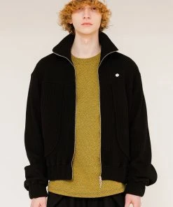 Best Sellers [ANOTHER YOUTH] SS 22 Logo Waffle Zip-up Jumper - Black