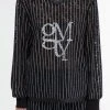 [GIMMETHEYOUNG] SS 22 LACE STRIPE SHIRT TOP / BLACK