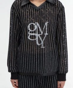 [GIMMETHEYOUNG] SS 22 LACE STRIPE SHIRT TOP / BLACK