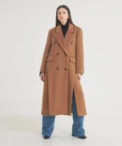[FREIHEIT] SS 22 Tailored Double-Breasted Slit Coat (Brown) Best Sellers