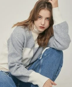 Best Sellers [LARTIGENT] Winter 21 BOKASHI COLOR BLOCK CARDIGAN(SKY BLUE)